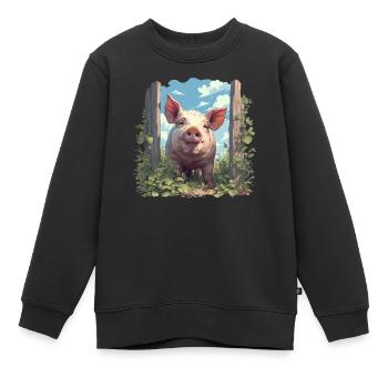Cochon Cochon - Sweat Premium enfant bio - noir - Devant - AI Model Kid Female (0cm)