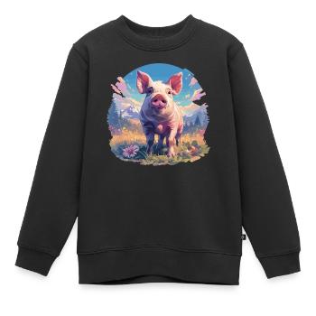 Cochon Cochon - Sweat Premium enfant bio - noir - Devant - AI Model Kid Female (0cm)