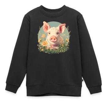 Cochon Cochon - Sweat Premium enfant bio - noir - Devant - AI Model Kid Female (0cm)