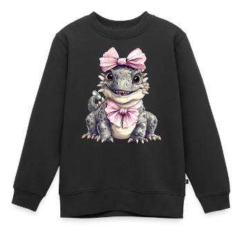 Coquette Arc Ankylosaure Dinosaure Fille - Sweat Premium enfant bio - noir - Devant - AI Model Kid Female (0cm)
