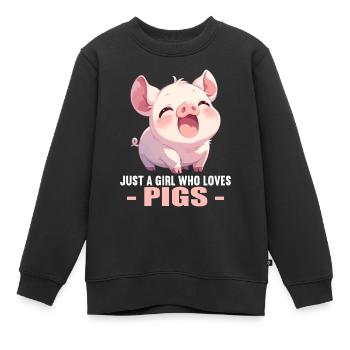 Cochon Cochon - Sweat Premium enfant bio - noir - Devant - AI Model Kid Female (0cm)