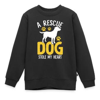 Ein Rettungshund hat mein Herz gestohlen Lustige Hunderettung - Kinder Premium Organic Sweatshirt - Schwarz - Vorne - AI Model Kid Female (0cm)