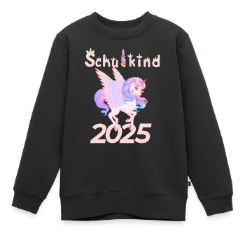 Schulkind 2025 – Süßes Einhorn für ABC-Schützen - Kinder Premium Organic Sweatshirt - Schwarz - Vorne - AI Model Kid Female (0cm)
