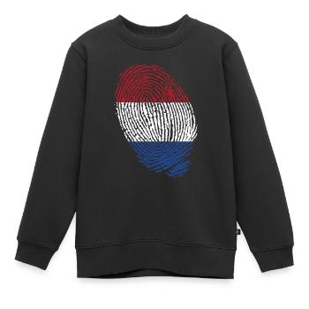 Empreintes digitales du drapeau néerlandais - Sweat Premium enfant bio - noir - Devant - AI Model Kid Female (0cm)