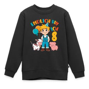 8 Years Farmer Finally 8 Boy Birthday Motif - Kids Premium Organic Sweatshirt - black - Front - AI Model Kid Female (0cm)