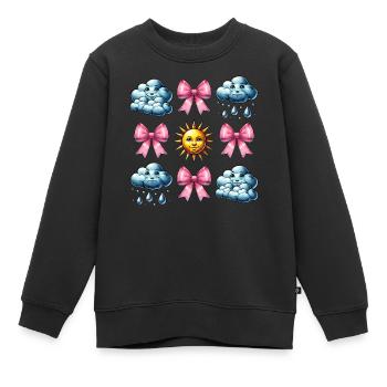 Coquette Arc Météorologie Soleil Nuages - Sweat Premium enfant bio - noir - Devant - AI Model Kid Female (0cm)
