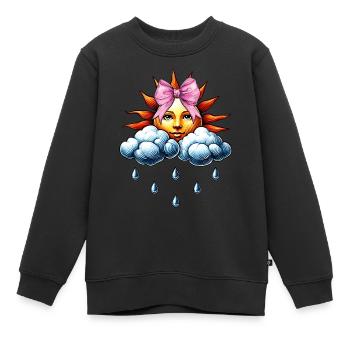 Coquette Arc Météorologie Soleil Nuages - Sweat Premium enfant bio - noir - Devant - AI Model Kid Female (0cm)