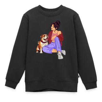 Hundeliebe - Kinder Premium Organic Sweatshirt - Schwarz - Vorne - AI Model Kid Female (0cm)