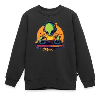 DJ Alien am Mischpult - Kinder Premium Organic Sweatshirt - Schwarz - Vorne - AI Model Kid Female (0cm)