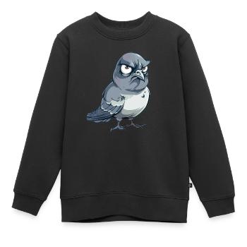 Grummelige Taube Comic-Stil - Kinder Premium Organic Sweatshirt - Schwarz - Vorne - AI Model Kid Female (0cm)