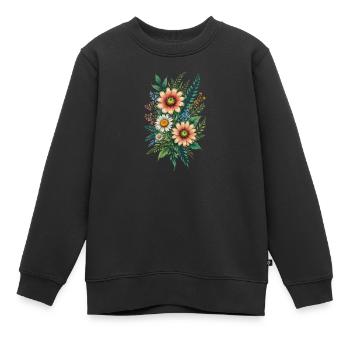 Lebendige Blumenstraußharmonie - Kinder Premium Organic Sweatshirt - Schwarz - Vorne - AI Model Kid Female (0cm)