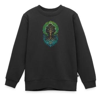 Verzierter Baum des Lebens Wachstum - Kinder Premium Organic Sweatshirt - Schwarz - Vorne - AI Model Kid Female (0cm)
