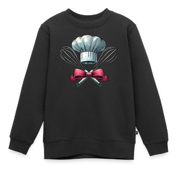 Coquette Bow Cuisson Chapeau de Chef Fouet - Sweat Premium enfant bio - noir - Devant - AI Model Kid Female (0cm)