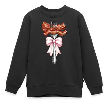 Coquette Bow Bacon Strips Schweinefleisch Mom - Kinder Premium Organic Sweatshirt - Schwarz - Vorne - AI Model Kid Female (0cm)