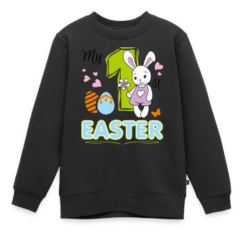 Mein erstes Osterfest. Niedliches Design mit Baby-Hase - Kinder Premium Organic Sweatshirt - Schwarz - Vorne - AI Model Kid Female (0cm)