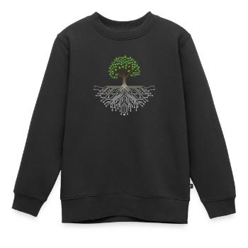 Arbre technologique : Fusion de la nature et de la technologie - Sweat Premium enfant bio - noir - Devant - AI Model Kid Female (0cm)