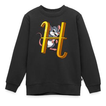 BUCHSTABE H - Kinder Premium Organic Sweatshirt - Schwarz - Vorne - AI Model Kid Female (0cm)