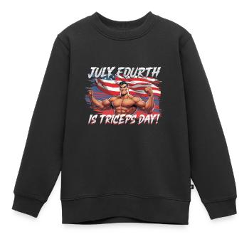 Trizeps Workout Fitness July Fourth Is Triceps Day - Kinder Premium Organic Sweatshirt - Schwarz - Vorne - AI Model Kid Female (0cm)