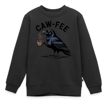 Cawfee Corbeau Café Gothique Oiseau Animal Drôle Jeu de mots - Sweat Premium enfant bio - noir - Devant - AI Model Kid Female (0cm)