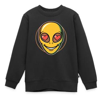 Psychédélique Alien Face Ravers - Sweat Premium enfant bio - noir - Devant - AI Model Kid Female (0cm)