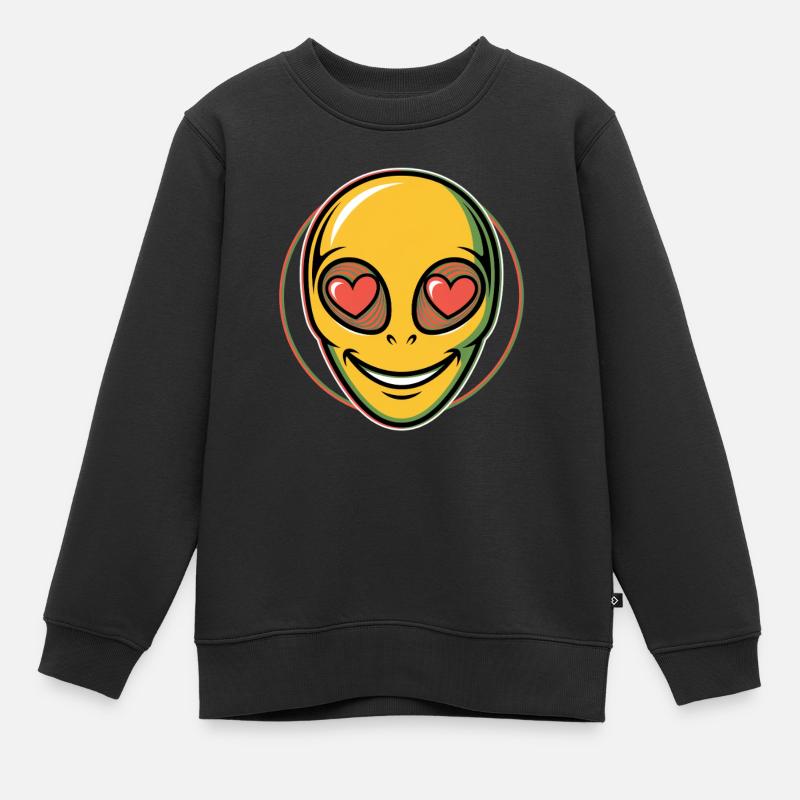 Psychédélique Alien Face Ravers - Sweat Premium enfant bio - noir