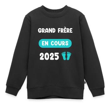 en cours 2025 grand frère annonce grossesse - Sweat Premium enfant bio - noir - Devant - AI Model Kid Female (0cm)