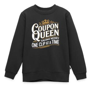 Coupon Queen Économiser de l’argent un clip à la fois - Sweat Premium enfant bio - noir - Devant - AI Model Kid Female (0cm)