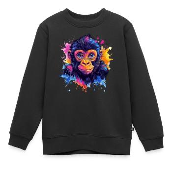 éclaboussure de tête de singe coloré - Sweat Premium enfant bio - noir - Devant - AI Model Kid Female (0cm)