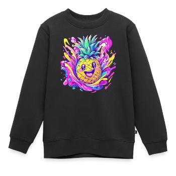 Explosion d’ananas heureuse - Sweat Premium enfant bio - noir - Devant - AI Model Kid Female (0cm)