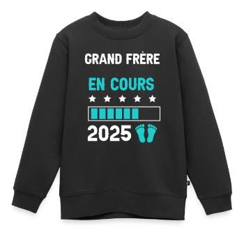 grand frère 2025 en cours annonce grossesse - Sweat Premium enfant bio - noir - Devant - AI Model Kid Female (0cm)