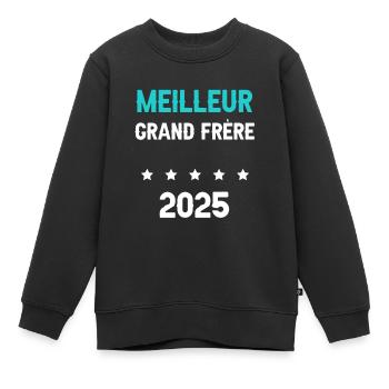 grand frère 2025 meilleur annonce grossesse - Sweat Premium enfant bio - noir - Devant - AI Model Kid Female (0cm)