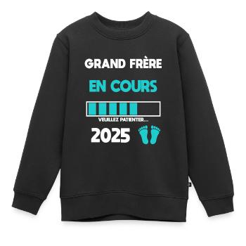 grand frère en cours 2025 annonce grossesse - Sweat Premium enfant bio - noir - Devant - AI Model Kid Female (0cm)
