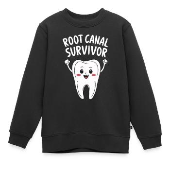 Canal radiculaire Survivor Tooth Dentiste Funny Dental - Sweat Premium enfant bio - noir - Devant - AI Model Kid Female (0cm)