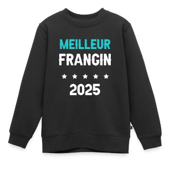 frangin 2025 meilleur cadeau annonce grossesse - Sweat Premium enfant bio - noir - Devant - AI Model Kid Female (0cm)