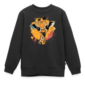 Giraffe im Farbklecks - Kinder Premium Organic Sweatshirt - Schwarz - Vorne - AI Model Kid Female (0cm)