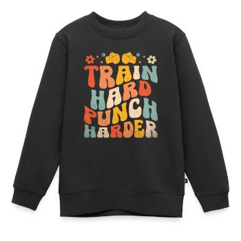 Entraînement Coup dur Boxeur Plus fort Force sportive - Sweat Premium enfant bio - noir - Devant - AI Model Kid Female (0cm)