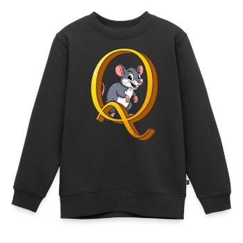 BUCHSTABE Q - Kinder Premium Organic Sweatshirt - Schwarz - Vorne - AI Model Kid Female (0cm)