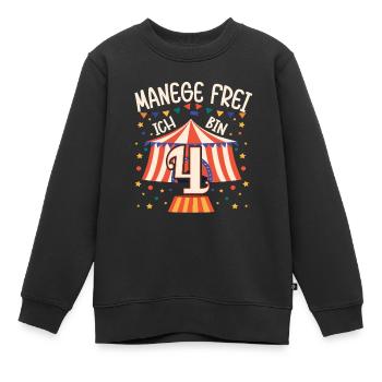 Cirque Manège Anniversaire Motif 4 ans Garçons Bday - Sweat Premium enfant bio - noir - Devant - AI Model Kid Female (0cm)