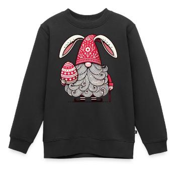 Gnome de Pâques avec œuf et oreilles de lapin - Sweat Premium enfant bio - noir - Devant - AI Model Kid Female (0cm)
