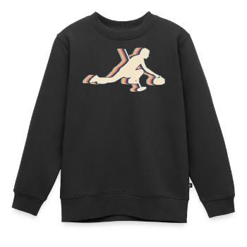 Curlingstein Spieler Retro Line Art - Kinder Premium Organic Sweatshirt - Schwarz - Vorne - AI Model Kid Female (0cm)