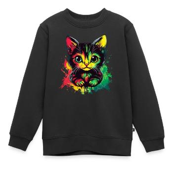 Rasta Cat Style - Kids Premium Organic Sweatshirt - black - Front - AI Model Kid Female (0cm)