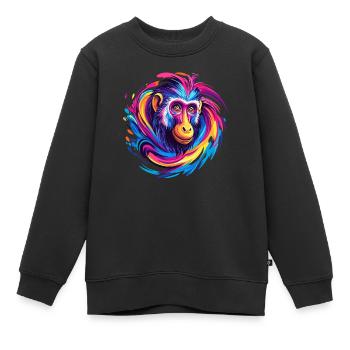Tourbillon coloré de tête de singe - Sweat Premium enfant bio - noir - Devant - AI Model Kid Female (0cm)