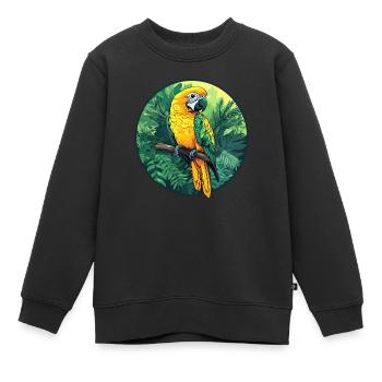 Papagei im Dschungel - Kinder Premium Organic Sweatshirt - Schwarz - Vorne - AI Model Kid Female (0cm)