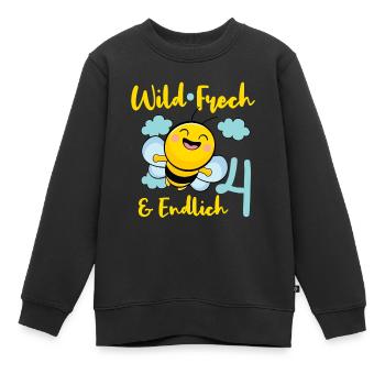Bee Birthday Motif Finally 4 Years Girl - Kids Premium Organic Sweatshirt - black - Front - AI Model Kid Female (0cm)