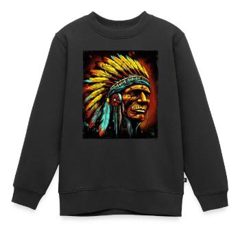 Crâne de chef indien Apache - Sweat Premium enfant bio - noir - Devant - AI Model Kid Female (0cm)