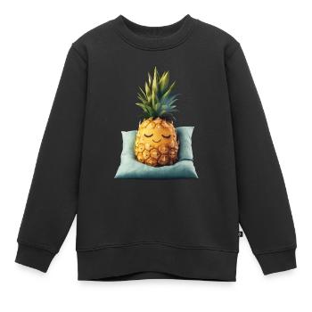 Ananas - Kinder Premium Organic Sweatshirt - Schwarz - Vorne - AI Model Kid Female (0cm)