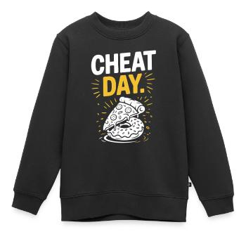 Cheat Day Fitness Enjoyment Break Training Workout - Kids Premium Organic Sweatshirt - black - Front - AI Model Kid Female (0cm)