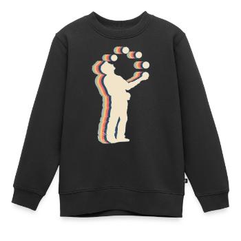 Jonglieren Jongleur Zirkus Retro Line Art - Kinder Premium Organic Sweatshirt - Schwarz - Vorne - AI Model Kid Female (0cm)