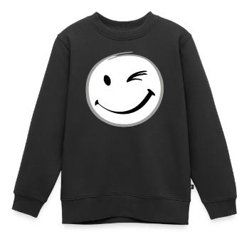 Wink smile - Kids Premium Organic Sweatshirt - black - Front - AI Model Kid Female (0cm)