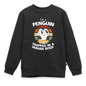 Ich Bin Ein Pinguin Gefangen Im Menschlichen - Kinder Premium Organic Sweatshirt - Schwarz - Vorne - AI Model Kid Female (0cm)